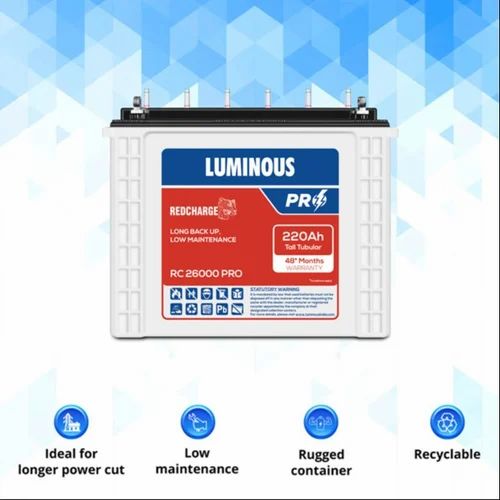 48 Months Warranty Tubular Inverter Battery (220 Ah, RC26000 PRO)